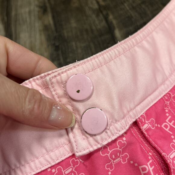 RARE Y2K PAUL FRANK Swimmer PF Skurvy Skull Board Shorts Surf Size 27 Women Pink - Picture 4 of 6
